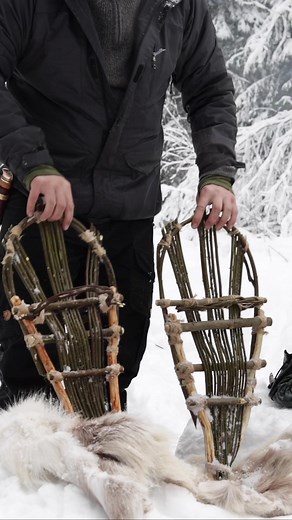 Made Snowshoes in Forest 🌲❄️ . ✅ Check out these Full version Winter Bushcraft Trip on my YouTube: Asbjorn Olsen Berg Bushcraft . #survival #bushcraftskills #Bushcraft #asbjornolsenberg