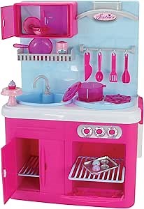Sophia's 18" Doll Kitchen & Doll Food Baking Accessory Set of 19Piece American Girl Doll Sized, Doll Cookware & Kitchen Set with Lights & Sounds Perfect for American Dolls & More