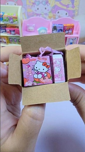 hello kitty mini cookie mini phone mini milk box package 📦 #satisfying #hellokitty #funny #shorts