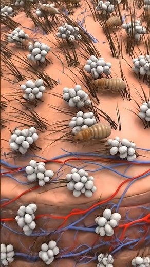 Lice Infection on Scalp 3D medical animation