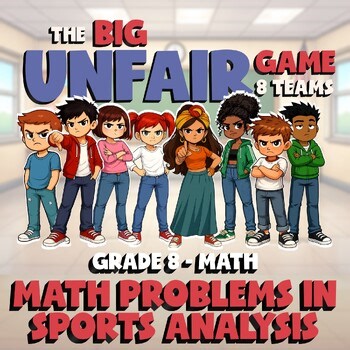 Math Problems in Sports Analysis BIG UNFAIR Math Game - No Prep Grade 8 Review