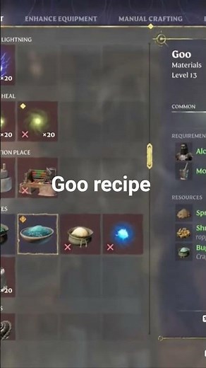 Finding Goo recipe from bug dust in Enshrouded