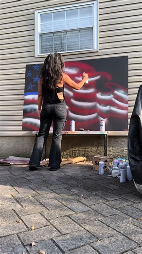 ✅ or ❌ 10th time trying spray cans. I feel like I’m in high school all over again because I should know better than to paint when I’m not in the mood. It’s almost 100% guarantee that I’m not going to be feeling the end result. I’ve been wanting to try to paint the flag w/ cans for a while. I’ve also been wanting to try the neon effect w/ cans for a while too. Decided to combine the two while not really in the mood to paint just equated to failure but, nonetheless, one failed attempt closer to ge