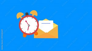 Time clock and envelope mail motion animation.flat design motion animation.