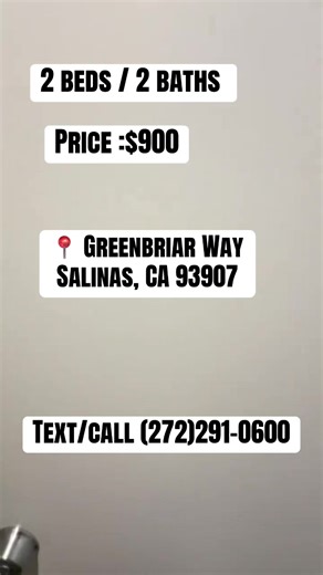 🏡2 Bedroom / 2 Bathroom Apartment Available for rent in Greenbriar Way Salinas, CA 93907 Affordable and pet-friendly apartment available now! ✔️price: $900 ✔️Water and garbage included ✔️Washer/dryer hookups ✔️Off-street parking#fyp #viral #house #salinas #ca