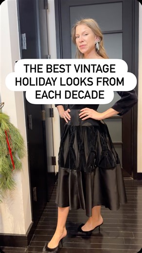 VERY BREEZY • Vintage Fashion on Instagram: "Which is your fav? The best vintage holiday party looks from every decade 🥂🎄 Each is available for purchase, send me a message for details! 1940s: Vintage 1940s Beaded Dress with Tiered Flounces 1950s: Vintage 1950s Velvet Dress with Oversized Bow Details 1960s: Vintage 1960s Couture Printed Velvet Gown with Tiered Ruffle Hem 1970s: Vintage 1970s Gunne Sax Velvet-Inset Maxidress with Lace-Up Detail 1980s: Vintage Kevan Hall Gathered Waist Lurex Dres