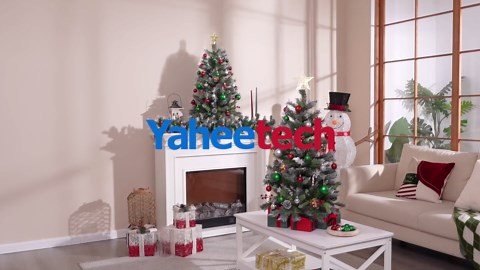 Yaheetech Set of 2 Pre-Lit Artificial Mini Christmas Tree, 3ft Frosted Tabletop Small Christmas Tree with LED Lights, Red Berries & Natural Pinecones for Holiday Decoration