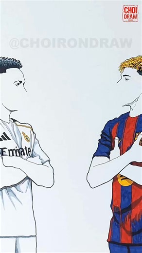 596K views · 14K reactions | The best El Clasico legend is in the background, what do you think?@laliga @realmadrid vs @fcbarcelona 26 oktober 22.15 WIB @santiagobernabeustadiium #realmadrid #barcelona #laliga #drawing | Choiron Draw | Facebook
