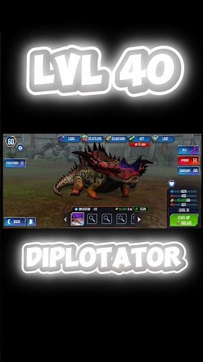 unlocking level 40 DIPLOTATOR in Jurassic world the game #jurassicworldthegame