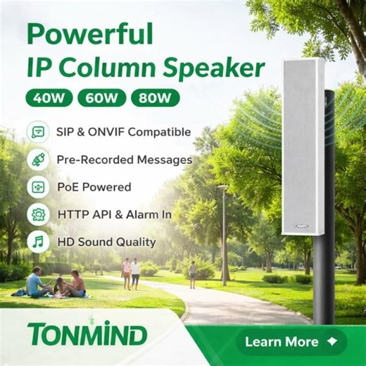 Tonmind SIP-S31 IP Column Speakers – Power Meets Clarity #IPspeaker #PAsystem #VoIP #SIP #poe #onvif
