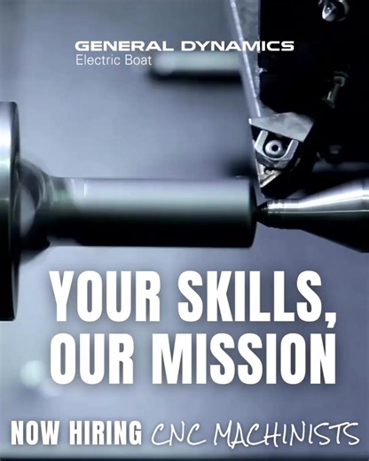Now Hiring CNC Machinists at Electric Boat! General Dynamics Electric Boat is seeking skilled CNC Machinists to join our team at Quonset Point in North Kingstown, RI. If you have CNC programming experience, a strong background in milling and lathes, and excellent mathematical skills, this is the opportunity for you! 🔹 Competitive pay & great benefits – Medical, dental, vision, 401K, and more. 🔹 Shift differential pay for 2nd & 3rd shifts. 🔹 Paid vacation & holidays and paid training. 🔹 Work 