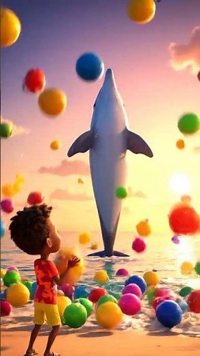 Pixar 3D: what happens when a dolphin made of balloons bursts under sunset light? #cutetoy