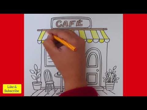 Easy Drawing : Cafe | Step by Step Tutorial | @KalakritArtStudiobyKanika 