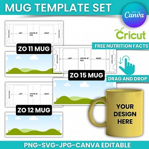 Editable Mug Template: Full Wrap Design (SVG, PNG, JPEG, Canva) - Etsy