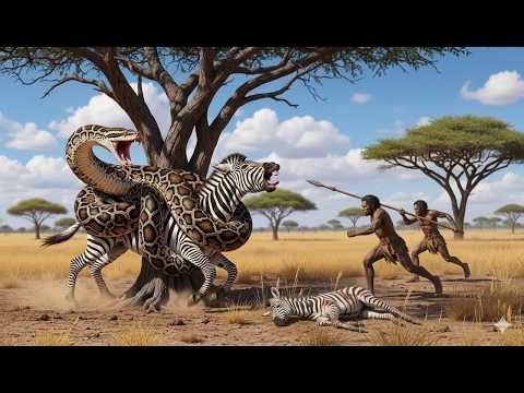 1.5 MILLIONS YEARS AGO/ The Monster Cobra of the Savanna | Giant Snake Attacks Zebra –