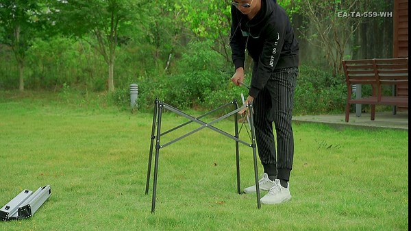 Portal Lightweight Aluminum Folding Square Table Roll Up Top 4 People Compact Table with Carry Bag for Camping, Picnic, Backyards, BBQ, Brown