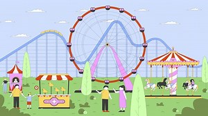 Funfair amusement park 2D cartoon animation