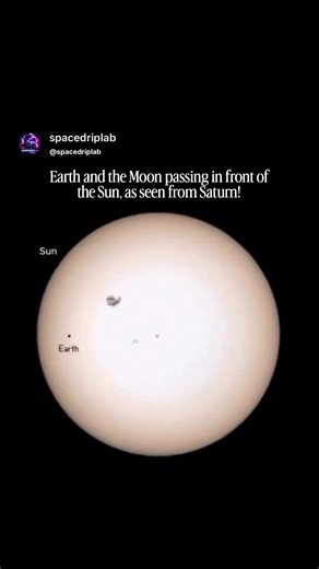 Earth and the Moon transiting the Sun, as seen from Saturn, 1.2 billion km away. Simulated using real data from the Huygens probe. #Saturn #Huygens #Earth #Simulation #Astronomy