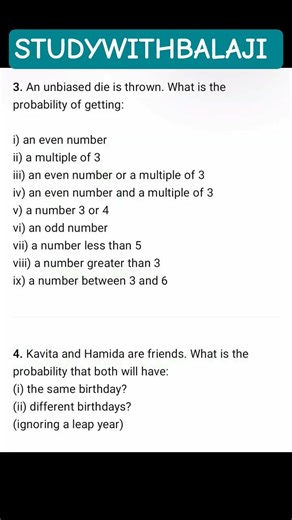CLASS 10TH MATHS PROBABILITY IMPORTANT QUESTIONS #maths #importantquestions #education #exam#