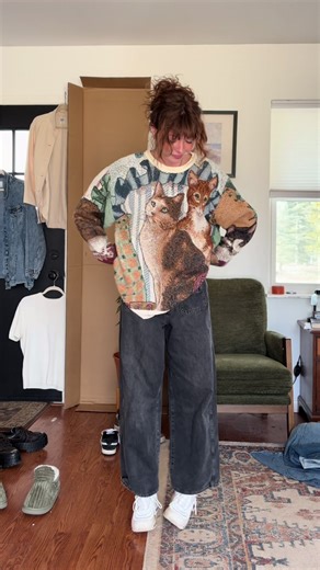 Amazing Cat Sweater from Thrift Store