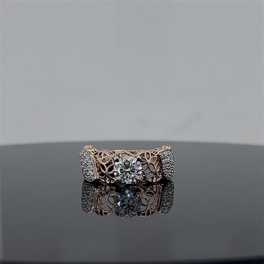 Vintage Filigree Lab Grown Diamond Ring in Solid Gold | Wide Antique Style Diamond Ring for Women | Floral Filigree Engagement Ring - Etsy