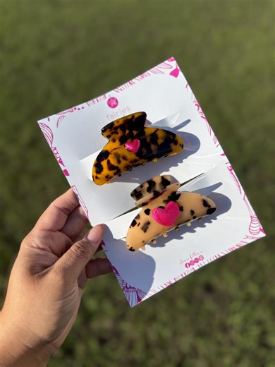 Hot Pink Heart -tortoise Shell Hair Claw Clips - Etsy