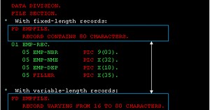 COBOL Fixed-length versus variable-length records