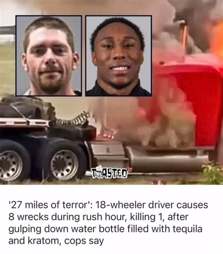 🚨 Trucker’s 27-Mile Rampage Kills College Athlete Follow @ItsToastedTV for more. Alabama trucker John McAdams, 31, faces murder and DUI charges after allegedly causing 8 crashes over 27 miles on I-65, killing 22-year-old football player William Hardrick. Prosecutors say McAdams drank tequila from a water bottle and took kratom before the deadly spree. #itsToastedTv #ToastedTvNews #Breaking #News #Alabama #Crime #DUI #TruckCrash | Toasted Tv News