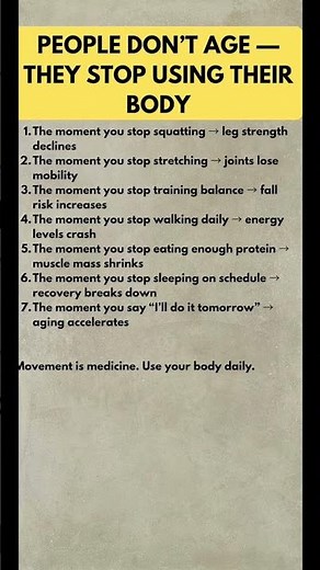 People Don’t Age — They Stop Using Their Body (Science-Backed Truth) #healthawareness #agestrong