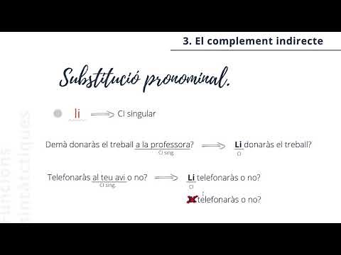 Funcions sintàctiques i pronominalització: 3. El complement indirecte.