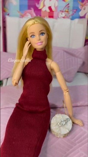 DIY Doll Fashion: Styling a Sophisticated Burgundy Maxi Dress! 👗✨#barbie #outfit #diy #fashion