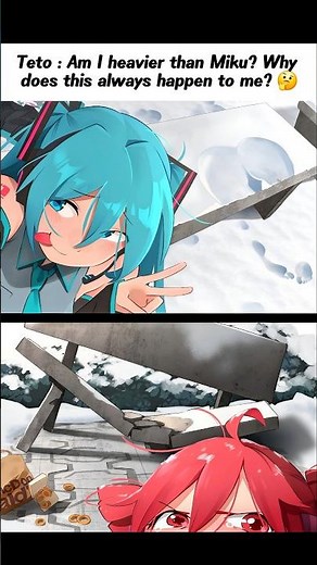 Teto : Am I heavier than Miku? Why does this always happen to me? 🤔