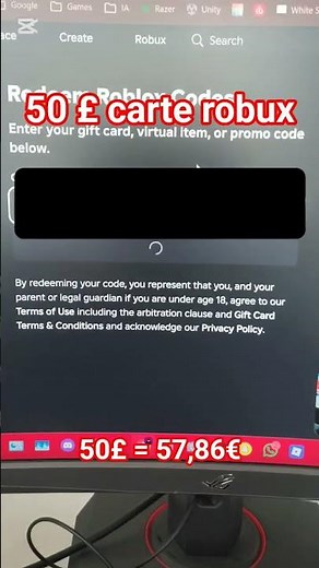50£ de carte cadeau roblox = 57,86€ merci les gars pour les #300subs