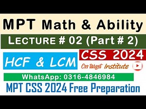 Basic Math & Ability CSS MPT 2024 | Lecture # 2 Part # 2 | MPT CSS 2024 Free Preparation | FPSC