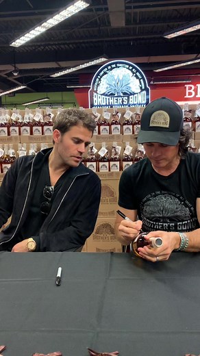 We’re toasting to a successful @brothersbondbourbon bottle signing! Thanks @Ian Somerhalder and Paul Wesley for stopping by. 😊 #brothersbondbourbon #brothersbond #iansomerhalder #paulwesley #brothersbondbourbonwhiskey #iansomerhalderfans #paulwesleytiktok