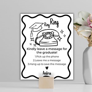 Graduation Audio Guestbook Sign – Editable Canva Template, Hand Drawn Doodle Theme, Black and White - Etsy