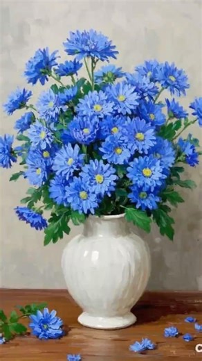 🎨 Painting Blue Daisy Flowers in a White Vase #huyhoihoaart #acrylicpainting #art