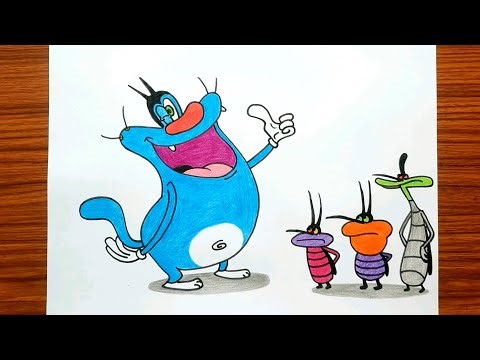 How to draw Oggy and the Cockroaches step by step | Oggy and the Cockroaches drawing simple |