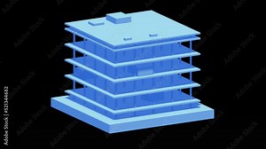 Building under construction. Build house construct in process. Spin on black background. 4K FullHD and HD render footage animation Stock Video