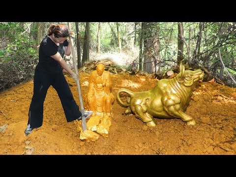 The girl found a lot of gold and treasure in the woods, the Taurus