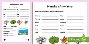 Months of the Year Worksheet