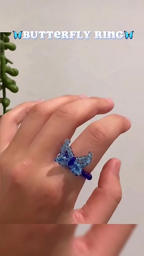 Handmade Blue Bead Butterfly Ring Tutorial