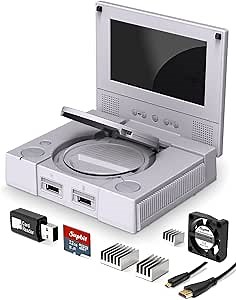 RETROFLAG PiStation CASE,800x480 Pixel,4.3 inch Display Screen,Stereo Speaker,HDMI Cable,Cooling Fan,Heatsinks,32GB Micro SD Card with Retropie Game,Card Reader for Raspberry Pi 4 Model/Pi 4B-pspi lcd