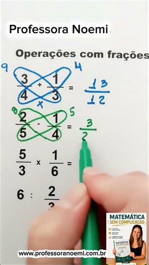 Operações com Frações #fracoes #frações #fraction #matemática #matematica