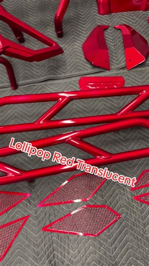 Lollipop Red Ttanslucent from our friends at @Columbia Coatings for our man @David Hayes at K&D UTV Shop #fyp #foryou #foryoupage #powdercoating #sidebyside