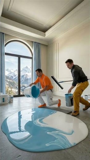 They Poured Resin on the Floor… Wait for the Result 😱 #epoxyfloor #homemakeover #satisfying