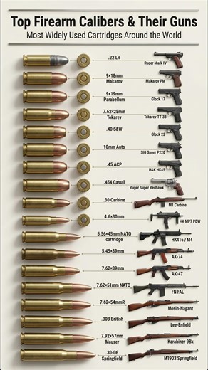 Top 18 Most Popular Gun Calibers & Their Weapons