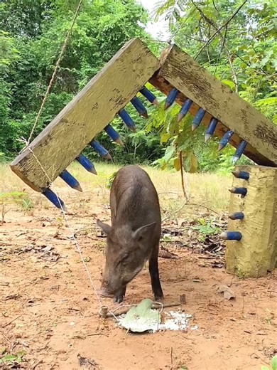 Diy Quick Wild Boar Trapping Using Sharp Wood #boar #wildlife #animals | wild boar