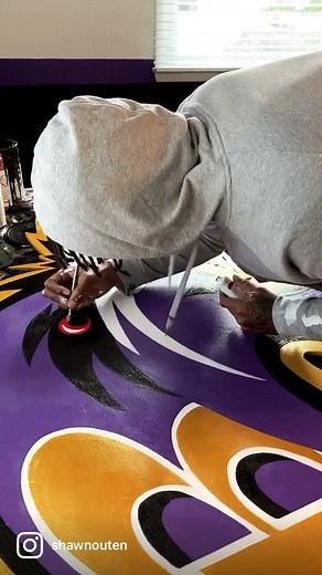 Baltimore Ravens #mancave created by us @#shawnoutenstudios 🎨#shawnouten #nfl #baltimoreravens #art #artist #mural #painter