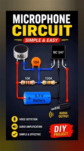 Microphone circuit Easy DIY project #diyprojects #diagram #education #electrical